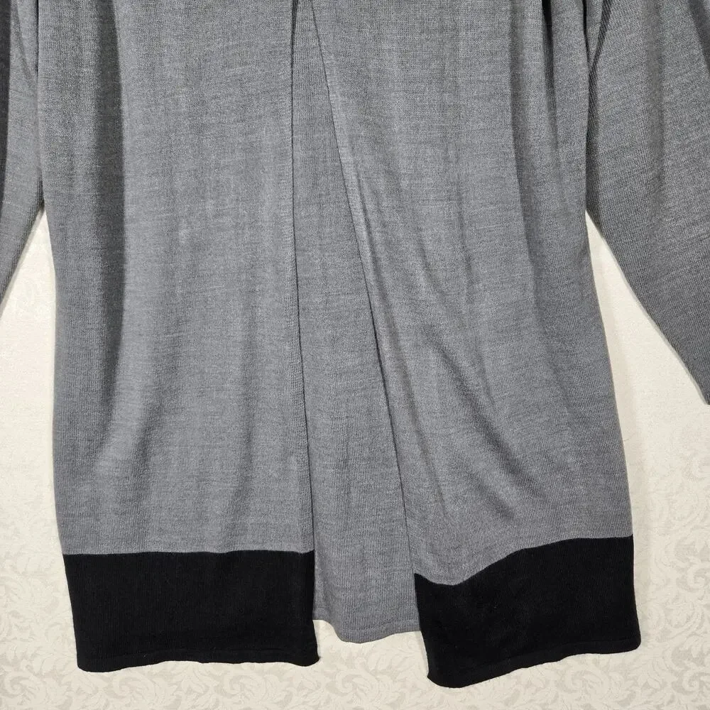 Marisa Christina Longline Cardigan Sweater sz 1X Gray Black Attached Tank Career